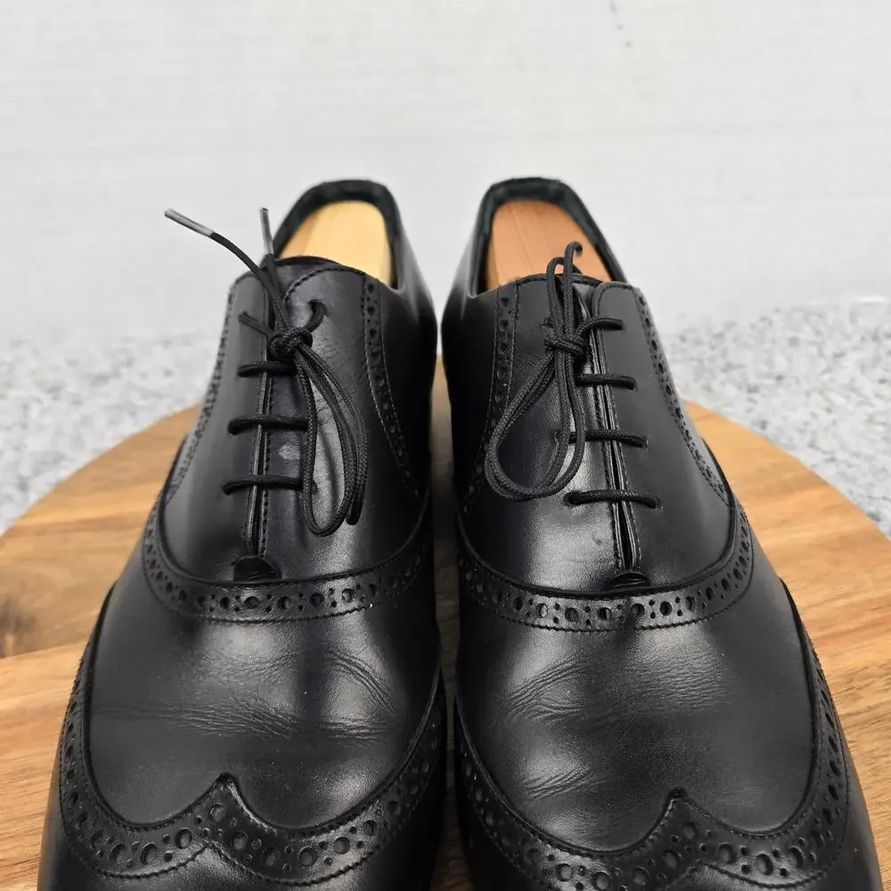 Wolf and Shepherd Mens 11 Senna Black Leather Wingtip Brogue Oxford Dress Shoe